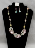 Necklace & Earring set w/ Colored Stones & Glass
