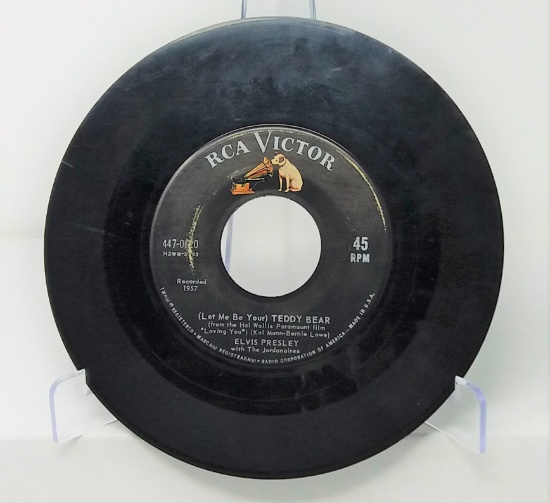 Elvis Presley "Loving You/ Teddy Bear" 45 RPM Collectible RCA Black Label Vinyl Record