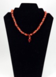 Pendant Necklace w/ Red Beads