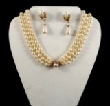 Necklace & Earring Set w/ Faux Pearls