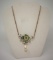 Vintage Necklace w/ Green Stones & Faux Pearls