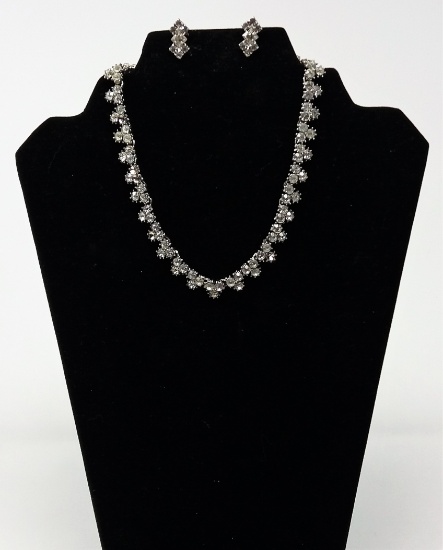 Trifari Rhinestone Necklace & Earring Set