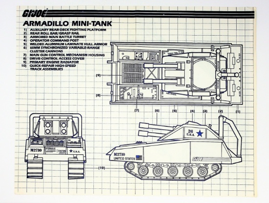 GI Joe Vintage Armadillo Original Hasbro Vehicle Blueprints / Instructions Hasbro