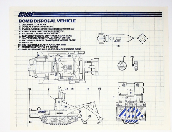 GI Joe Vintage Bomb Disposal Vehicle Original Hasbro Vehicle Blueprints / Instructions Hasbro