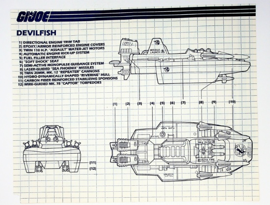 GI Joe Vintage Devilfish Original Hasbro Vehicle Blueprints / Instructions Hasbro