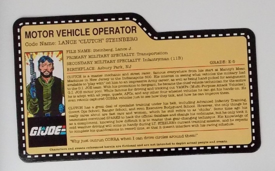 2007 Clutch G.I. Joe Convention Exclusive FileCard