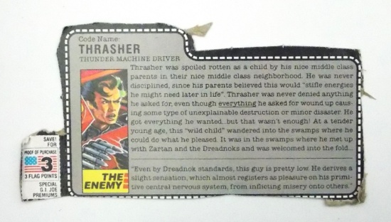 Vintage Dreadnok Thrasher GI Joe FileCard