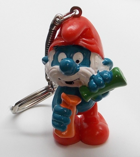 Vintage Chemist Papa Smurf PVC Figural Keychain