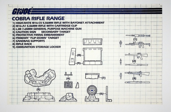 GI Joe Vintage Cobra Rifle Range Original Hasbro Vehicle Blueprints / Instructions Hasbro