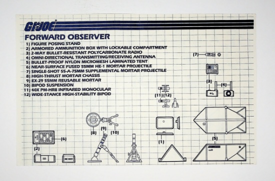 GI Joe Vintage Forward Observer Original Hasbro Vehicle Blueprints / Instructions Hasbro