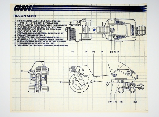 GI Joe Vintage LCV Recon Sled Original Hasbro Vehicle Blueprints / Instructions Hasbro