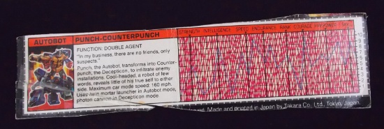 Punch-Counterpunch Transformers G1 Tech Spec / File Card