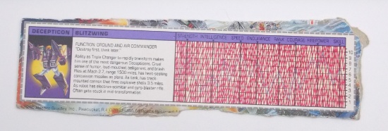 Transformers G1 Blitzwing Tech Spec / File Card