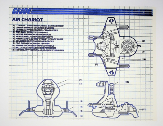 GI Joe Vintage Serpentors Air Chariot Original Hasbro Vehicle Blueprints / Instructions Hasbro