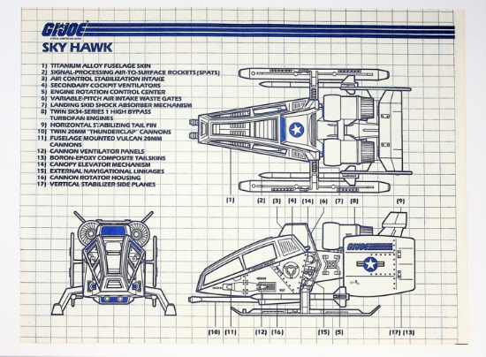 GI Joe Vintage Sky Hawk Original Hasbro Vehicle Blueprints / Instructions Hasbro