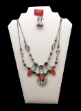 Necklace & Earring Set w/ Multi-Colored Glass