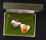 Heart Locket Pendant Necklace w/ Box