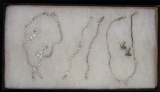 Silver-Toned Costume Jewelry Necklace, Bracelet, & Earring, Lot w/ Rhinestones