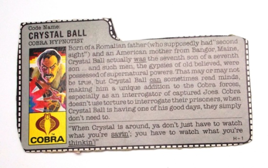 Vintage Crystal Ball GI Joe FileCard