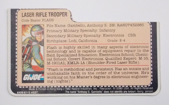 Vintage Flash GI Joe FileCard