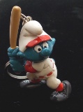 Vintage Baseball Smurf PVC Figural Keychain