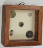 Lot of Assorted Collectible Bird-Themed Buttons in Wooden Shadowbox