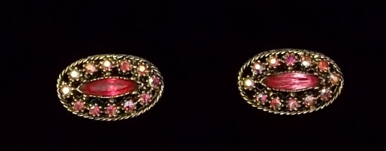 Costume Jewelry Earring Set w/ Red & Pink Stones