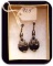Vintage Sterling Silver Earrings with Black Stone