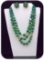 Necklace & Earring set w/ Celluloid Beads & Green Crystal