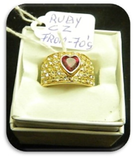 Cubic Zirconia/Ruby Fashion Jewelry Ring