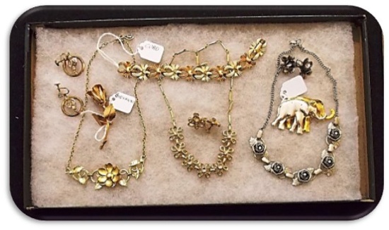 Lot of Coro, Giovanni Necklaces, Earrings, Bracelets and Brooches w/ Enameling & Rhinestones
