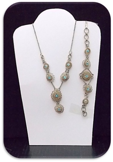 Necklace & Bracelet set w/ RhineStone
