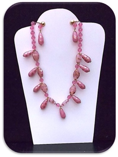 Necklace & Earring set w/ Celluloid & Glass Beads