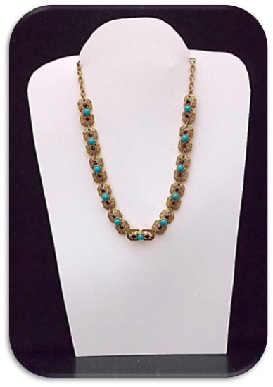 Necklace w/ Turquoise & Rhinestones