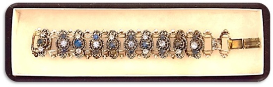 Vintage Bracelet w/ Blue Rhinestones