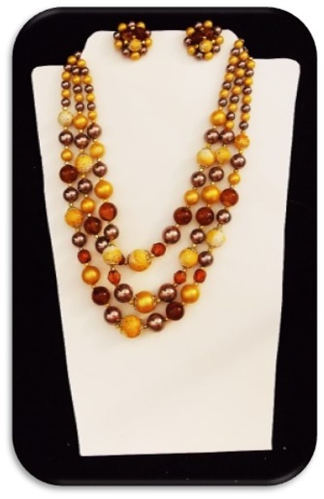 Vintage Necklace & Earring set w/ Yellow & Citrine Beads & Crystals