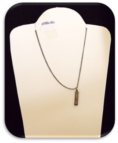 Sterling Silver Necklace with Hebrew Pendant