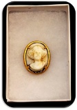 Late Victorian Milk Glass Cameo Brooch