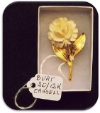 Burt Cassell 1/20 12K G.F. Brooch w/ Ivory Rose