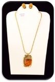 Whiting & Davis Necklace & Earring set w/ Stone