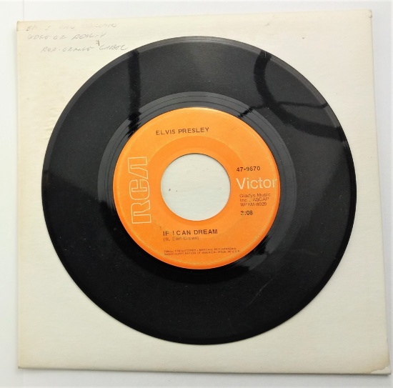 Elvis Presley "Edge Of Reality / If I Can Dream" 45 RPM  RCA Orange Label Vinyl Record