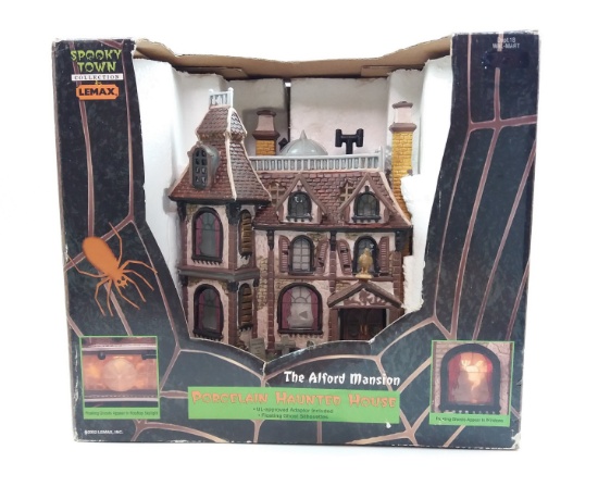2002 Lemax Spooky Town Alford Mansion Collectible Porcelain Haunted House