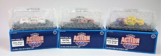 Assorted 1:64 Die Cast Vehicles Action Platinum Series Racing Collectibles Grouping