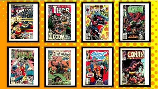 (8) Action/Superhero Comic Books