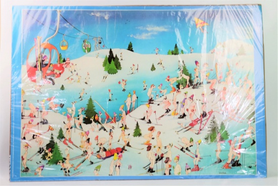 Roger Blachon 1977 “In The Buff” Skier's Paradise Collectible Poster