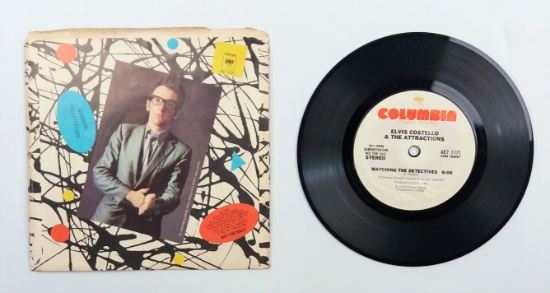 Elvis Costello & The Attractions "Watching the Detectives" "Alison" 45 RPM 1978 Columbia Vinyl Recor