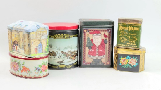 Collectible Tins Grouping Including 1920s Rose Marie Tea Balls Container