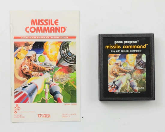 Missile Command - Atari 2600 / VCS Vintage Video Game Cartridge Loose w/ Manual
