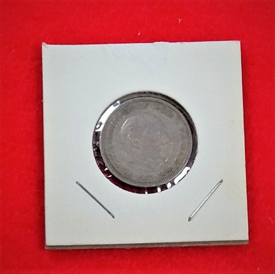 1957 Spain 5 Pesetas Fransisco Franco Copper Nickel Coin
