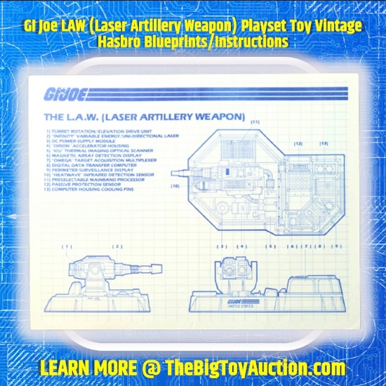 GI Joe LAW (Laser Artillery Weapon) Playset Toy Vintage Hasbro Blueprints/Instructions